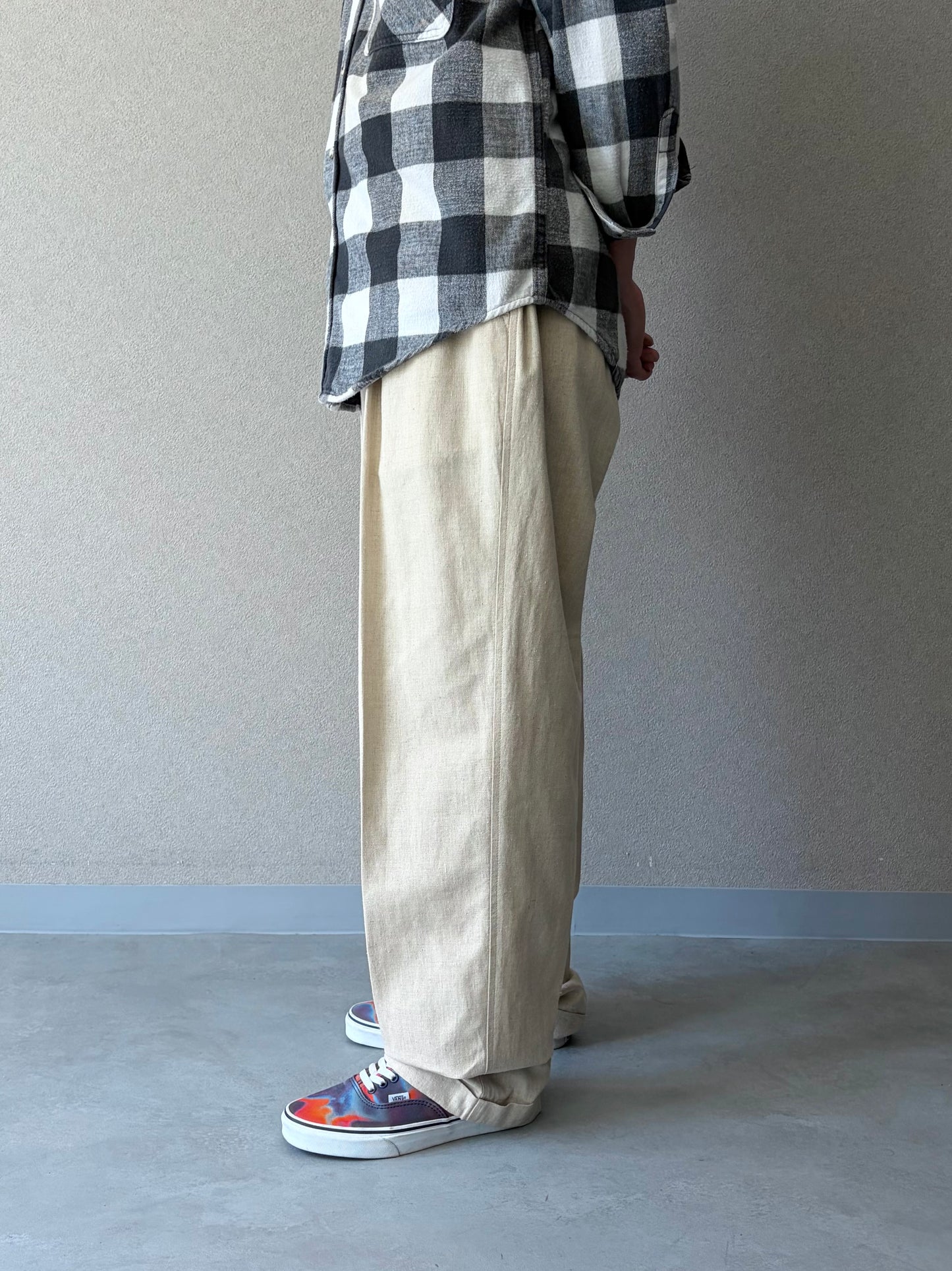 90's PERRY ELLIS linen×cotton slacks