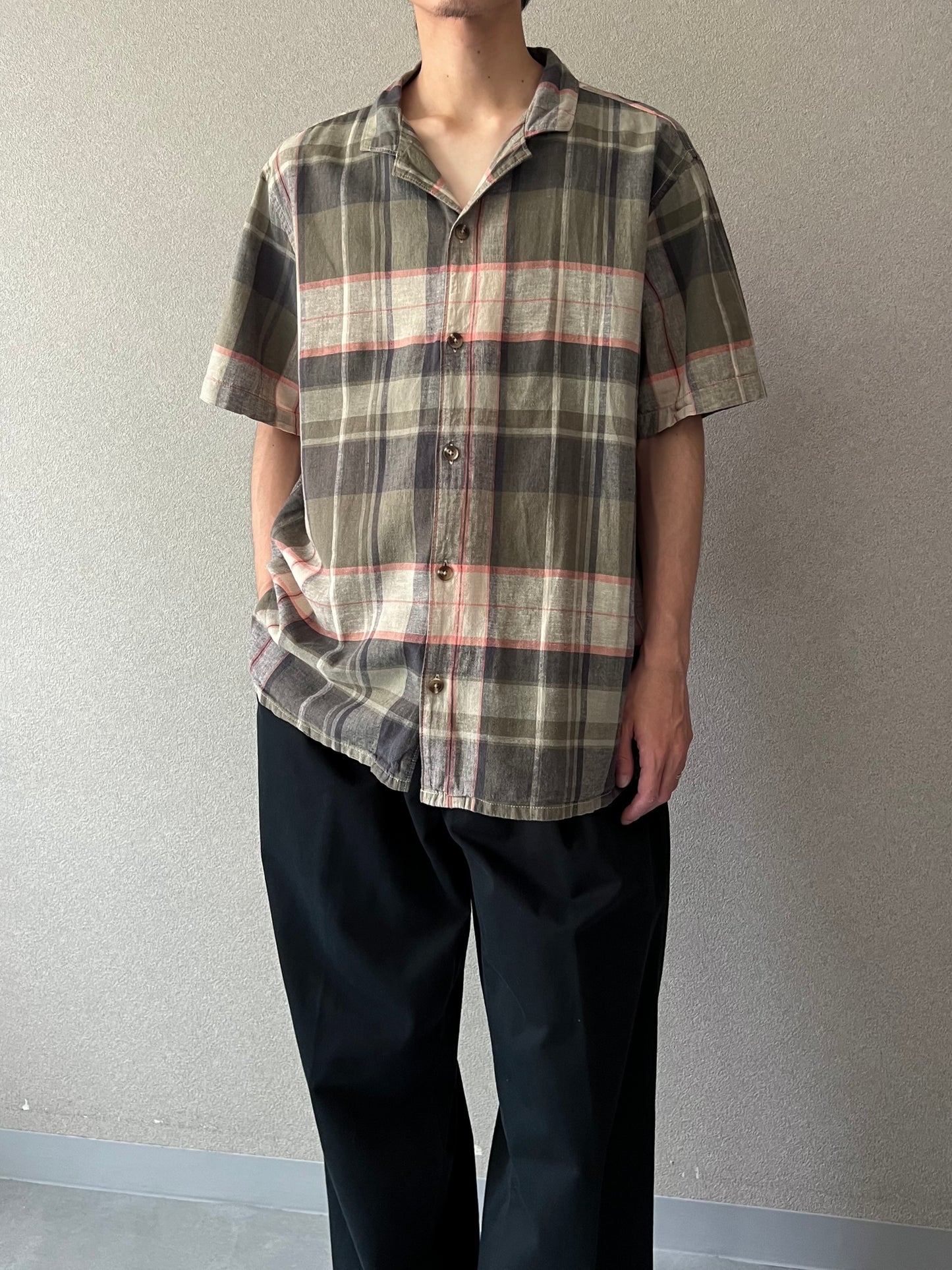 00's〜 OLD NAVY open collar linen shirt