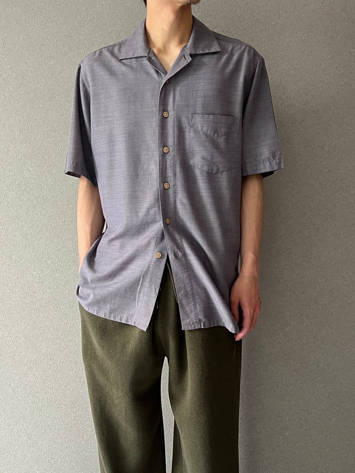 00's Batik Bay rayon open collar shirt