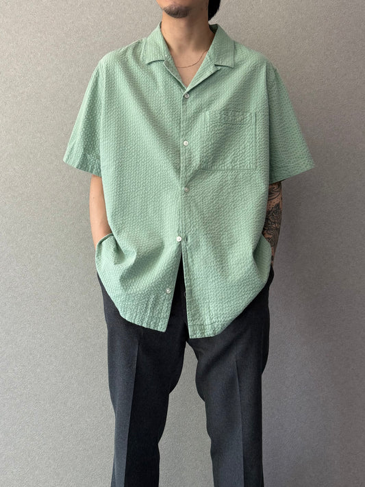 00's GAP seersucker open collar shirt