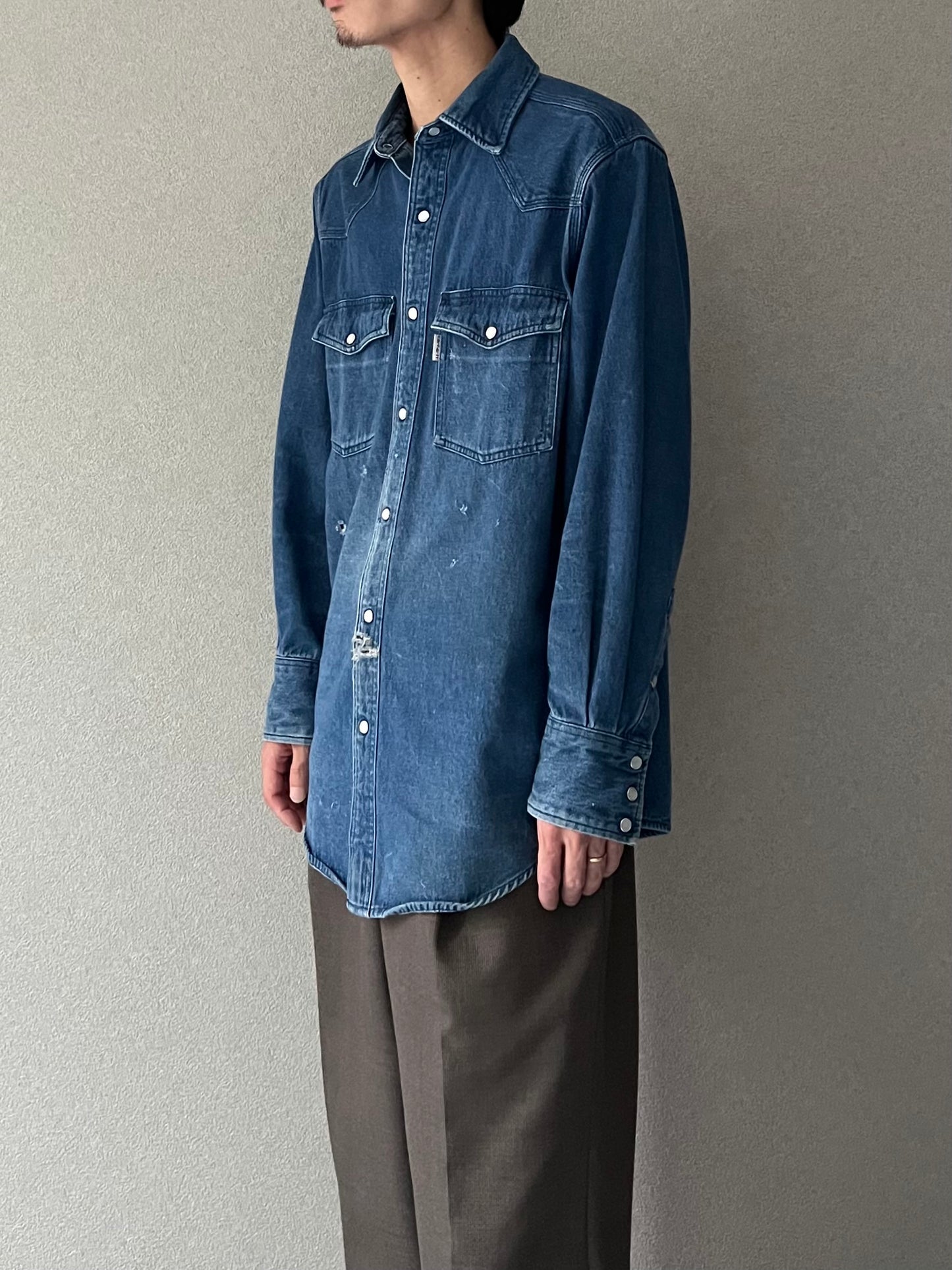 90's carhartt denim western shirt