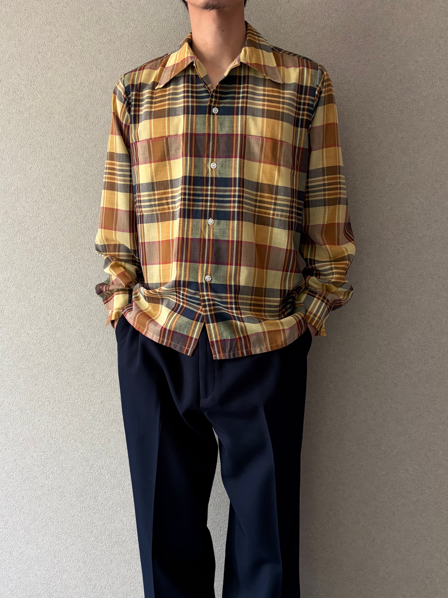 70's B.V.D open collar shirt