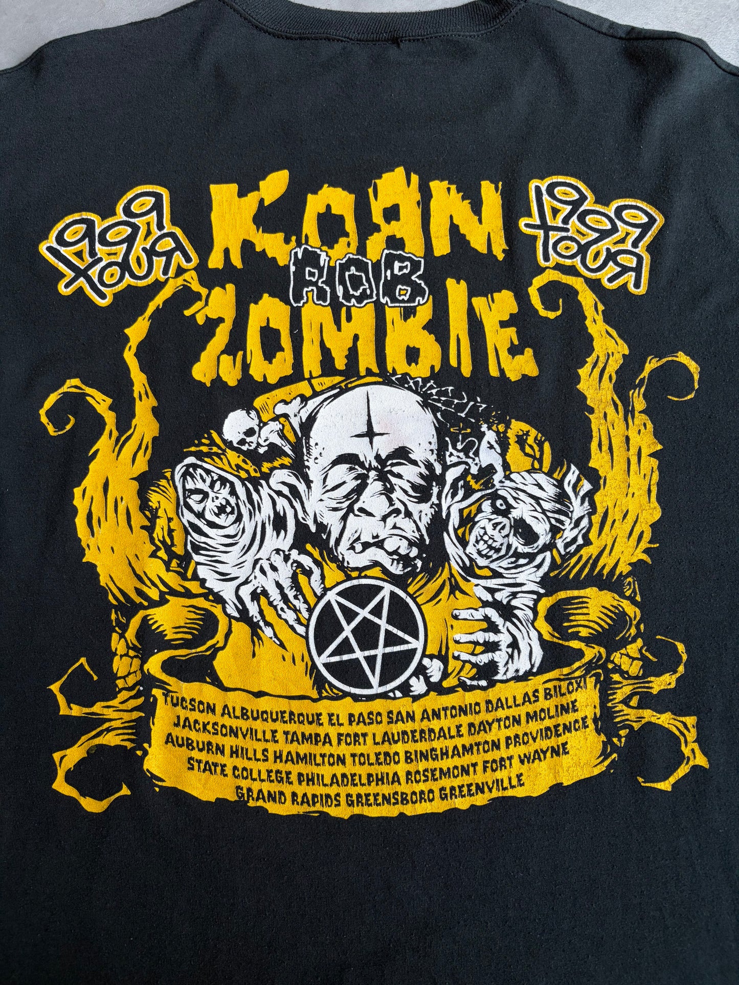 90's KORN × ROB ZOMBIE music t-shirt "Made in USA"