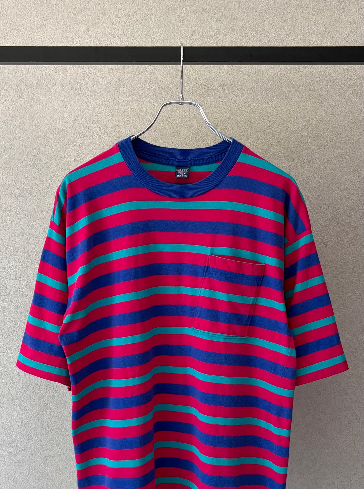 90's LAND’S END border t-shirt "Made in USA"