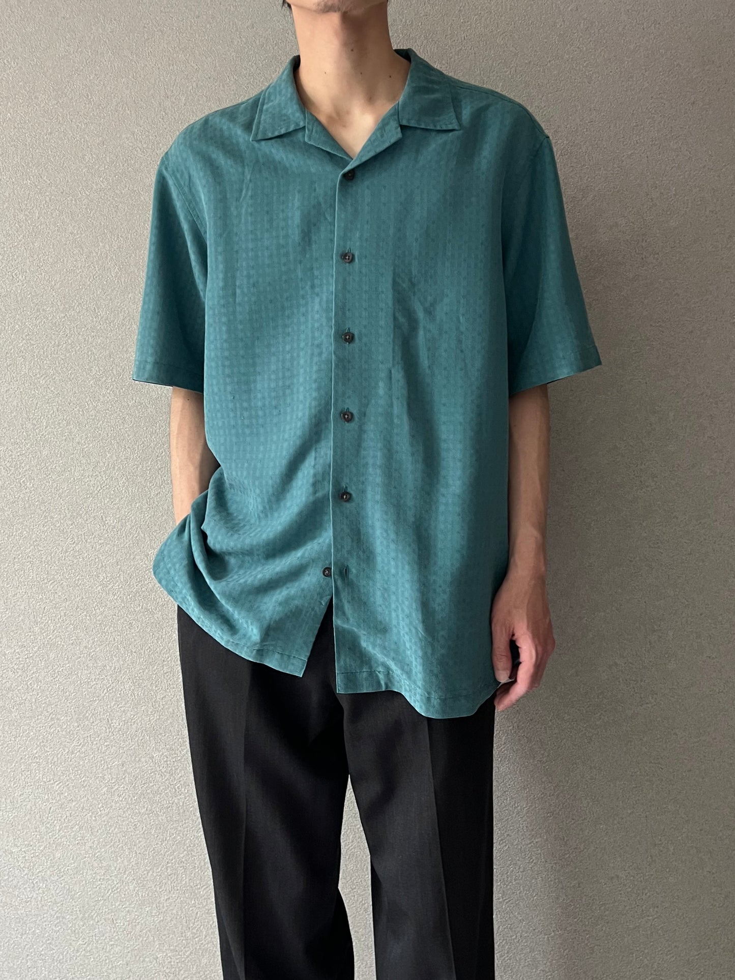 00's VIA EUROPA rayon open collar shirt