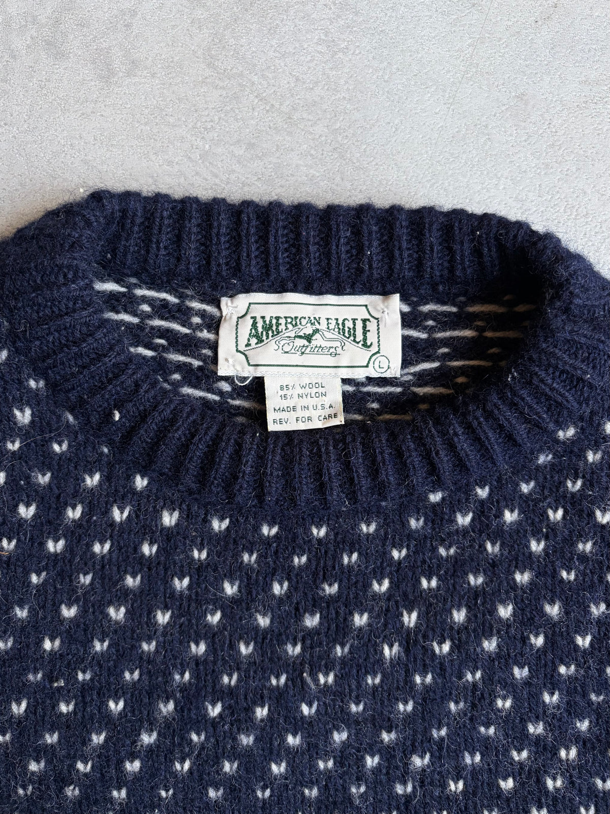 80's AMERICAN EAGLE birds eye knit sweater "Made in USA"