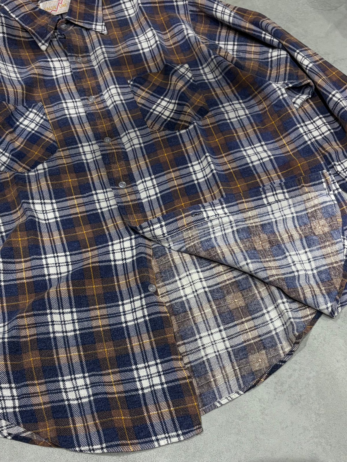 80's VALUE LINE print flannel shirt