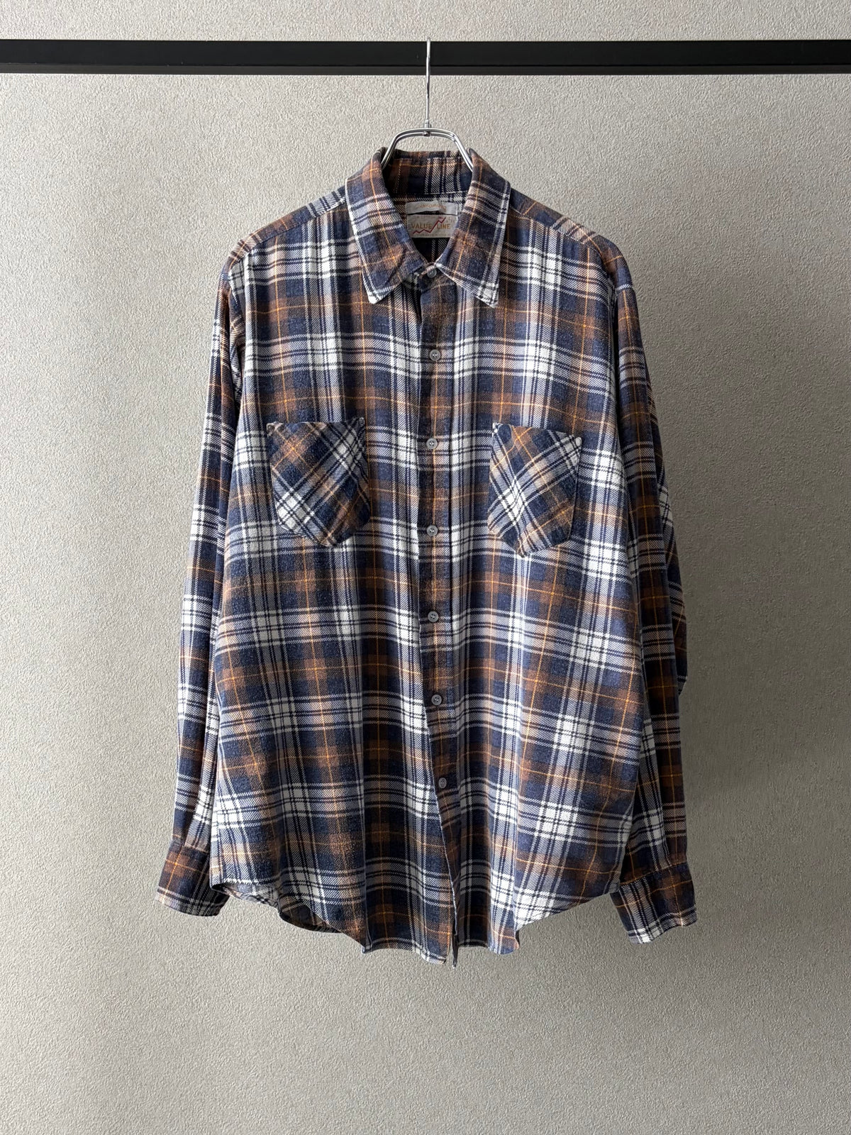 80's VALUE LINE print flannel shirt