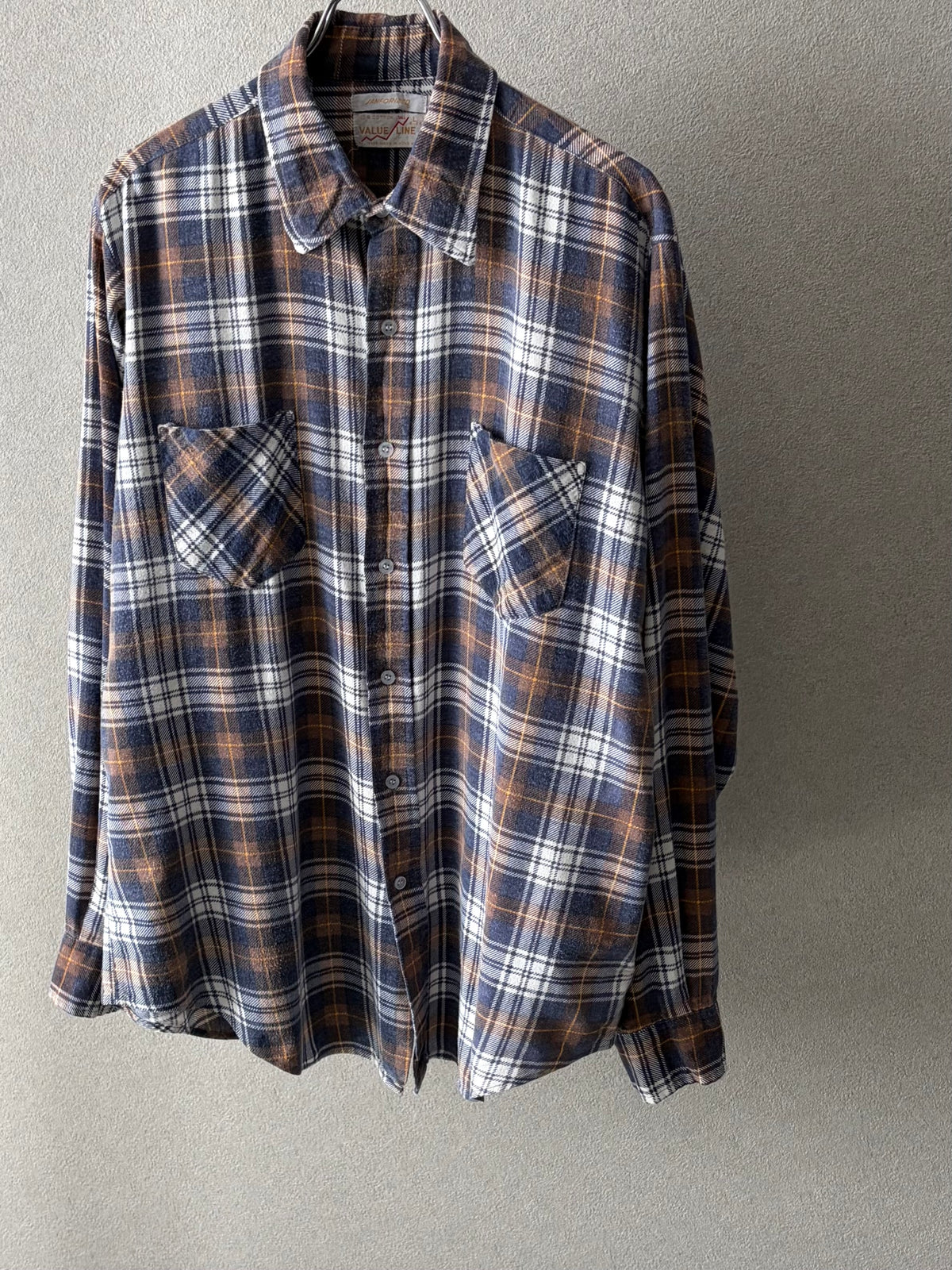 80's VALUE LINE print flannel shirt