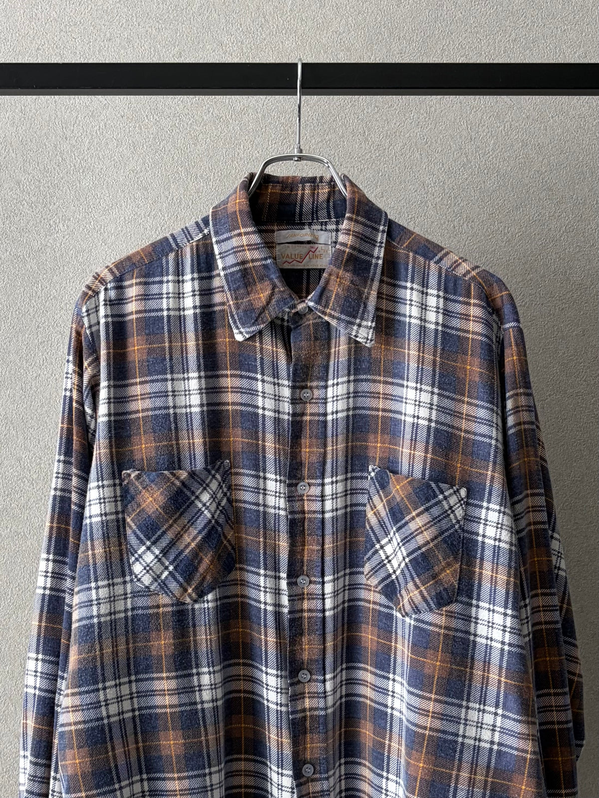 80's VALUE LINE print flannel shirt