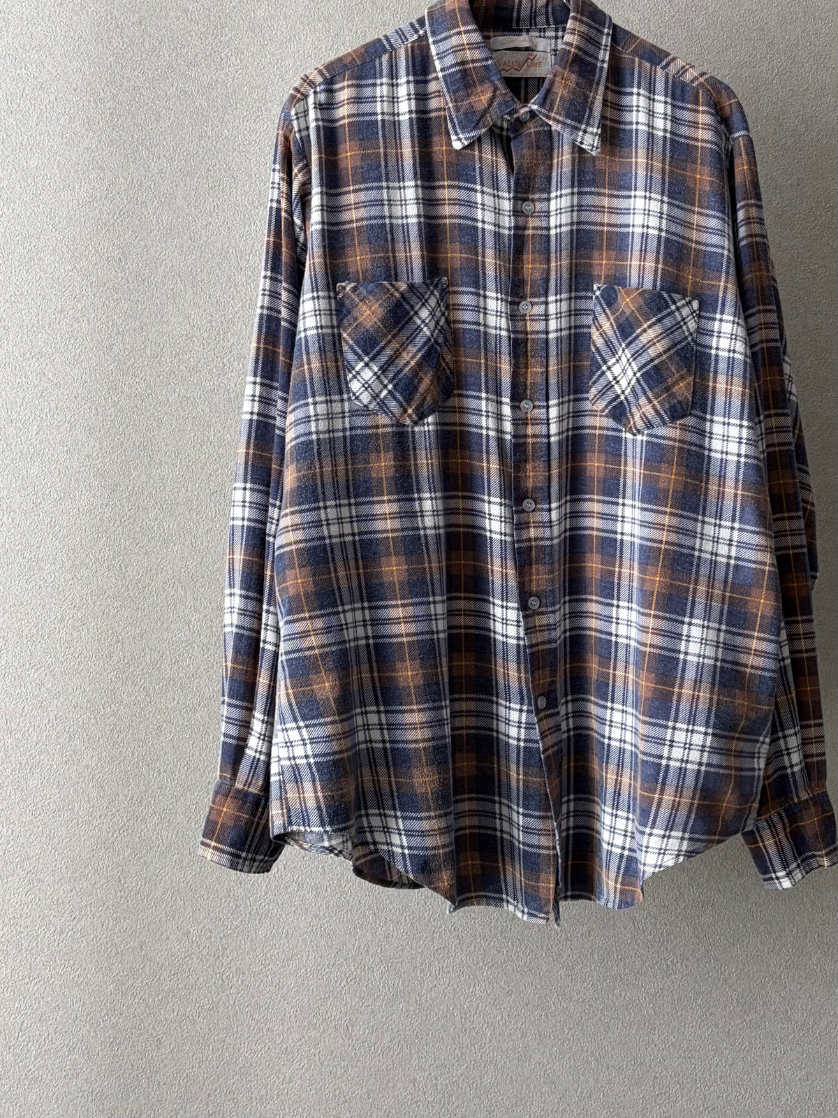 80's VALUE LINE print flannel shirt