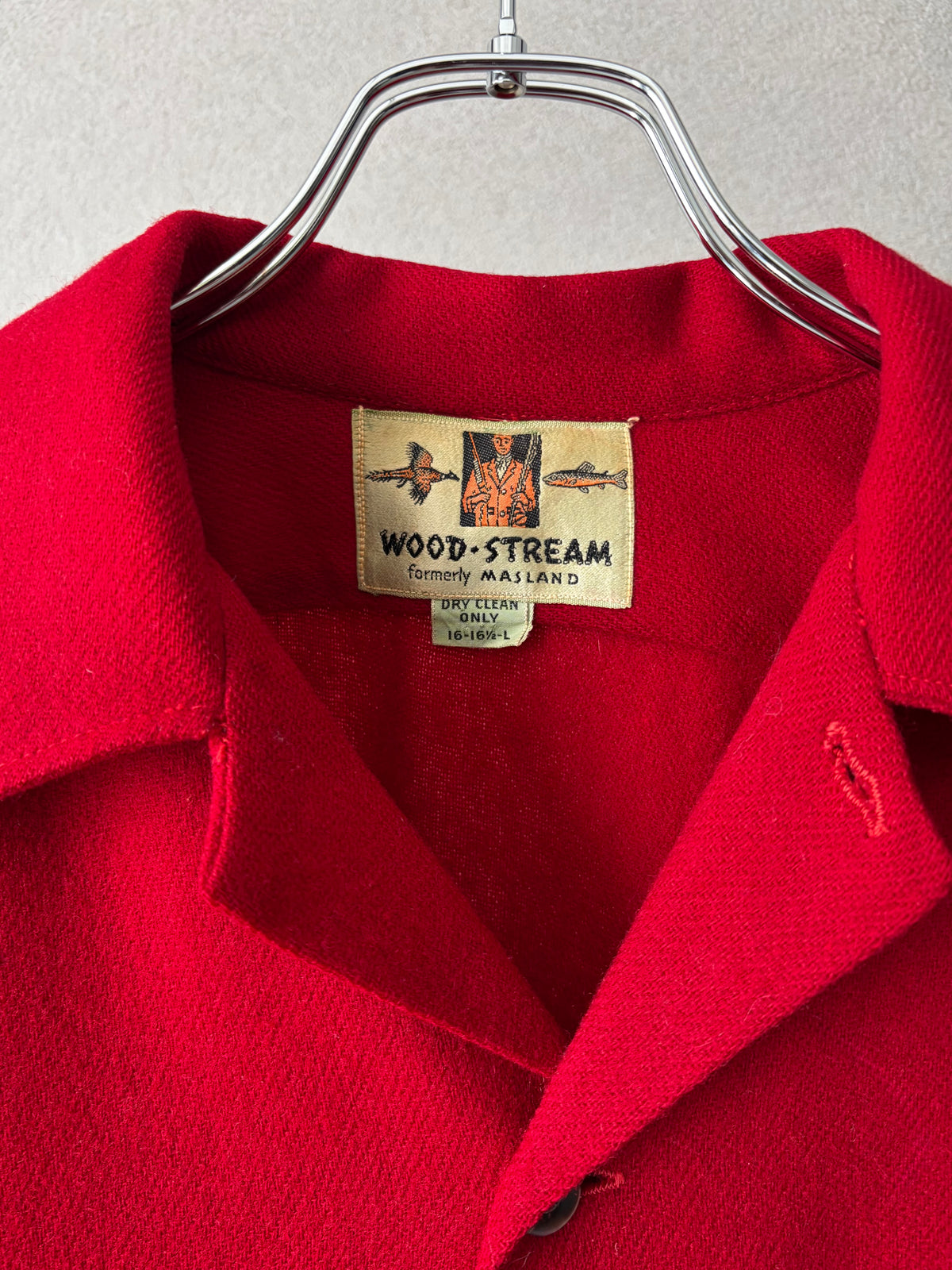 70's WOOD STREAM open collar wool shirt