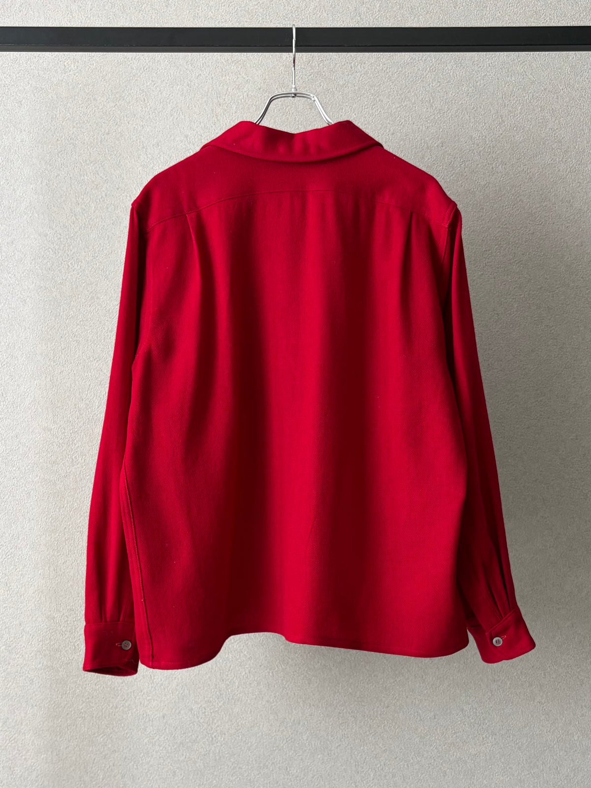 70's WOOD STREAM open collar wool shirt