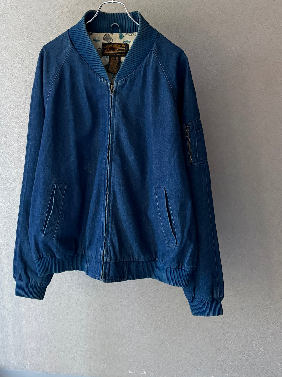 80's Eddie Bauer MA-1 style denim jacket