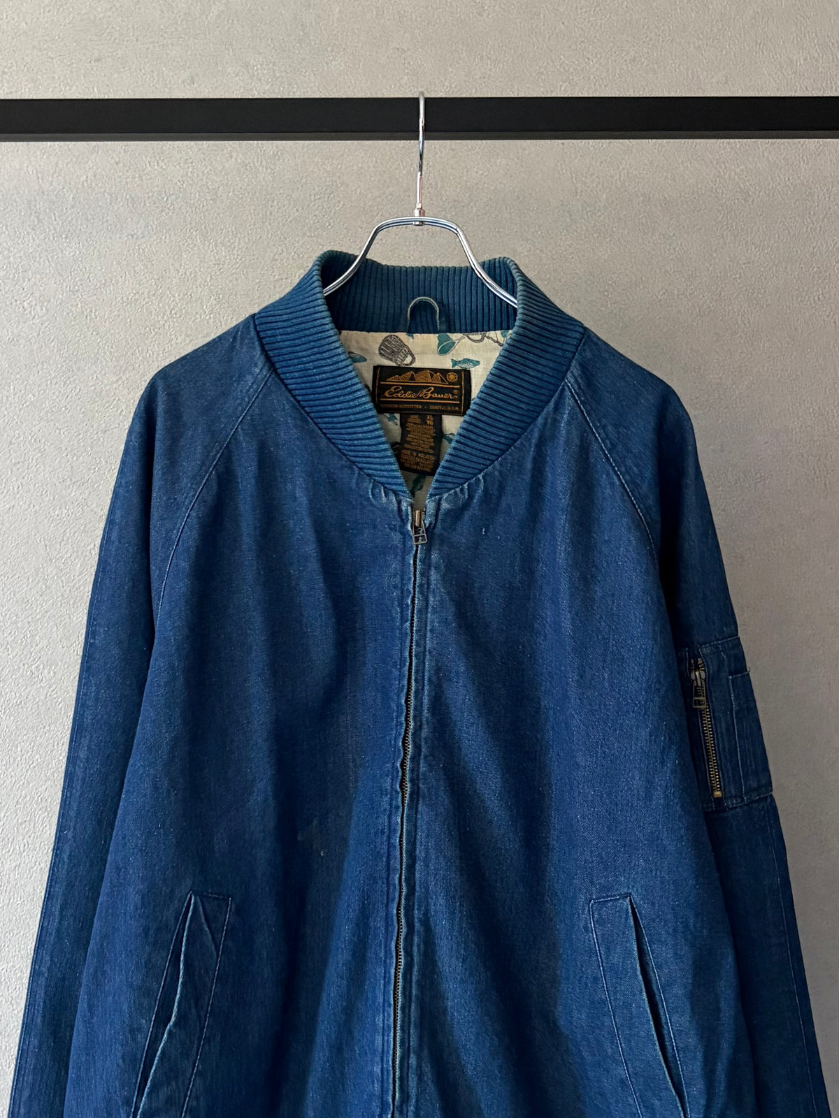 80's Eddie Bauer MA-1 style denim jacket